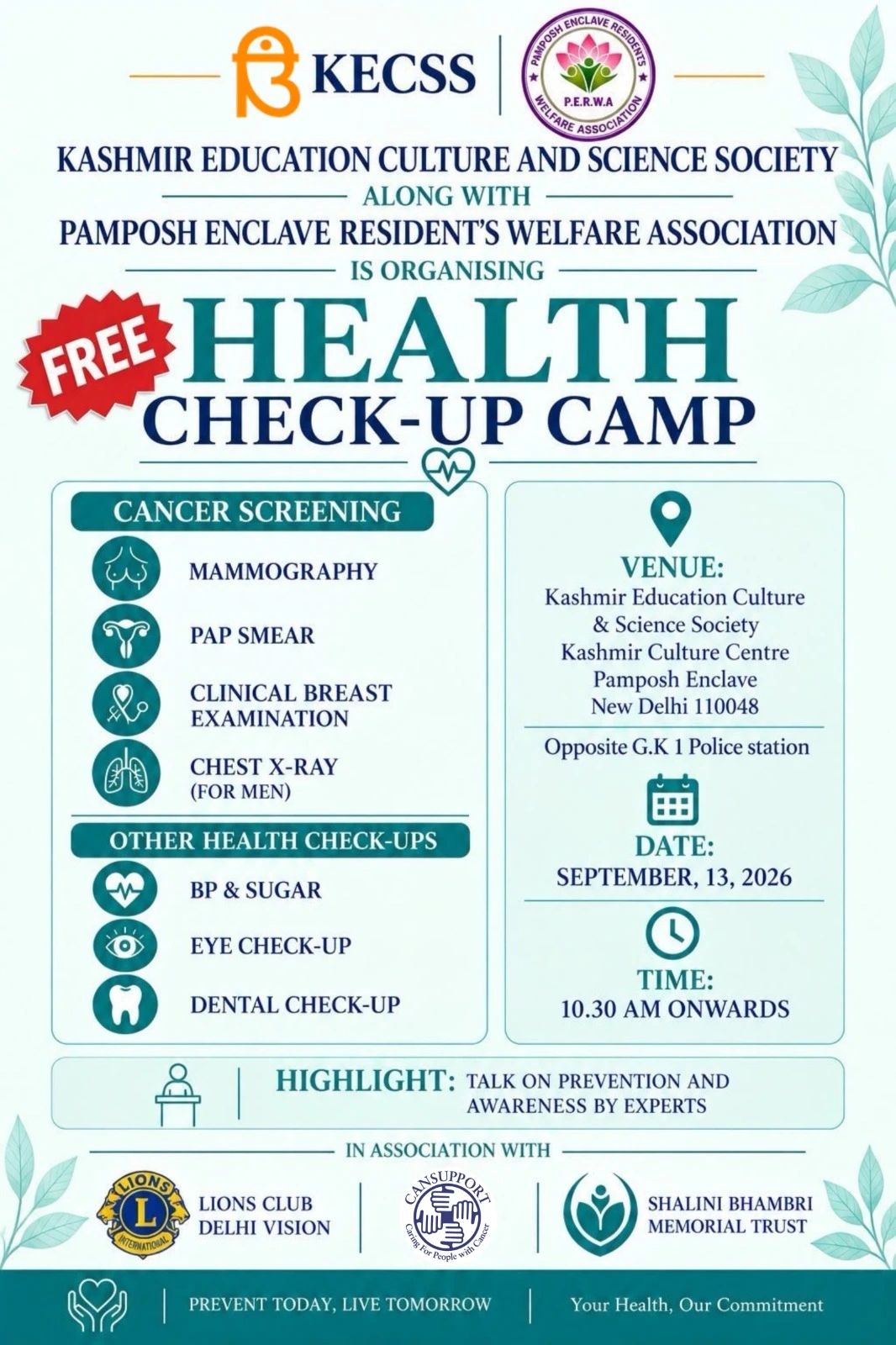 Free Health Check-up Camp